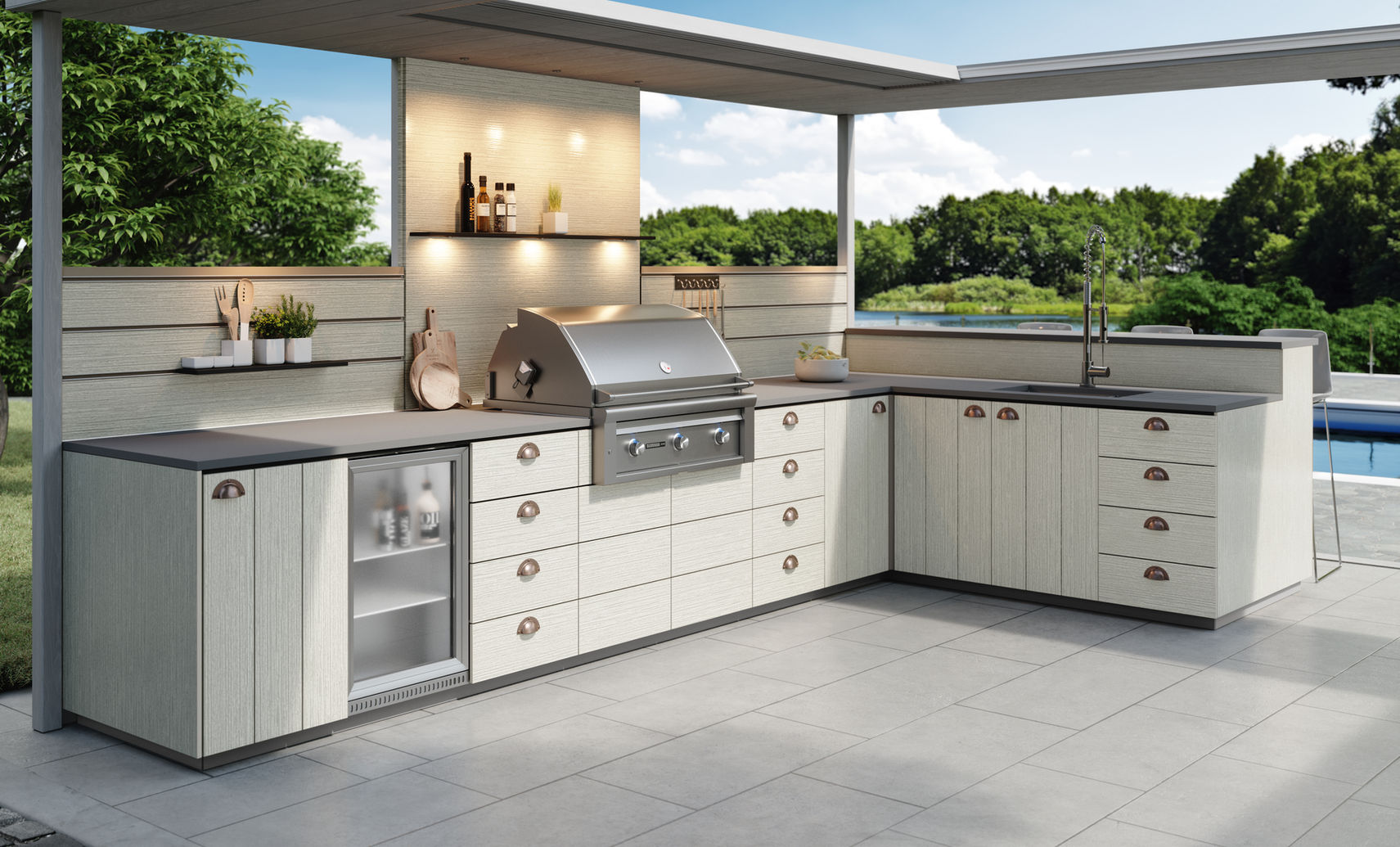 Blakely birch outdoor cabinetry