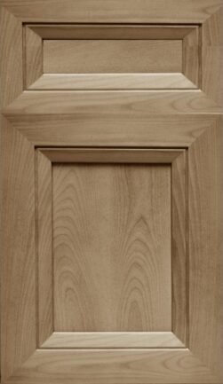 Wooden interior door with two rectangular raised panels and visible wood grain
